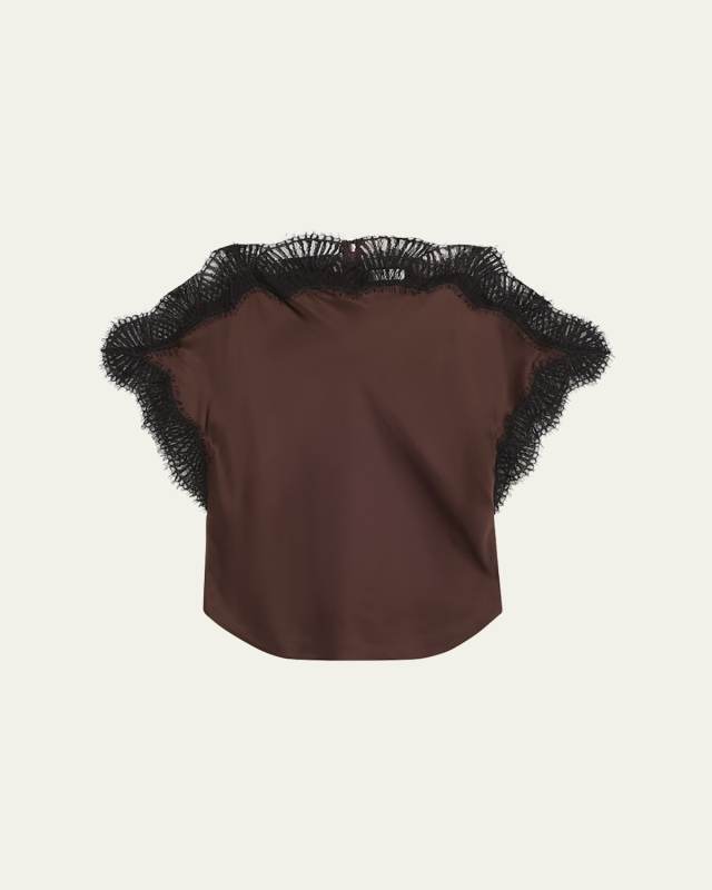 Luna Satin Lace-Trim Top